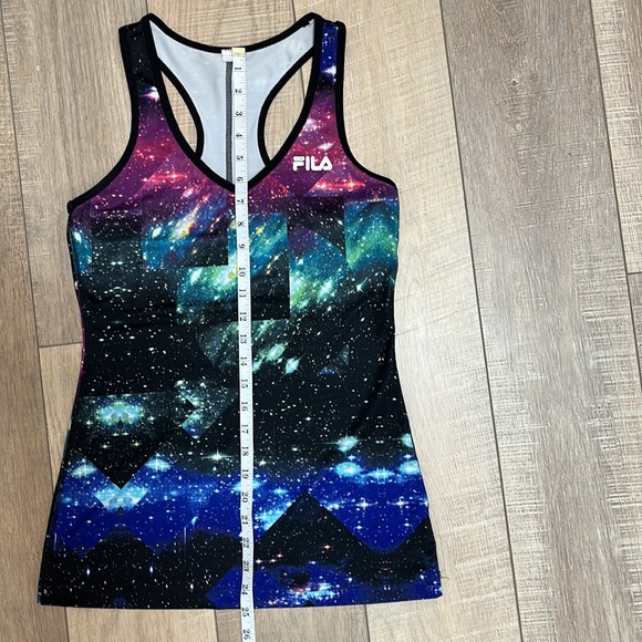 Fila Active Racerback Tank Black and Space Design Size S - Picture 13 of 13
